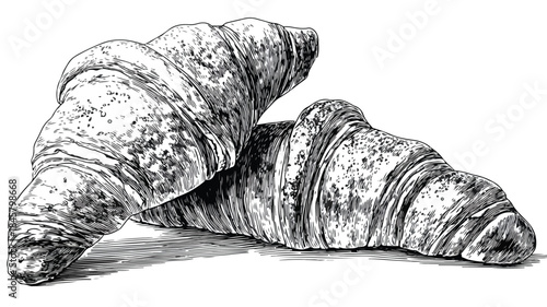 Delicious Croissant Drawing with Creative Illustration on Top