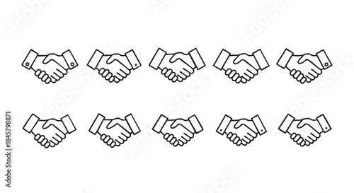 Seamless pattern of handshake icons for business partnership and agreement