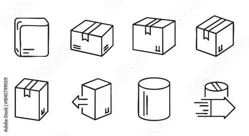 Shipping boxes set vector illustration of packaging parcel delivery service