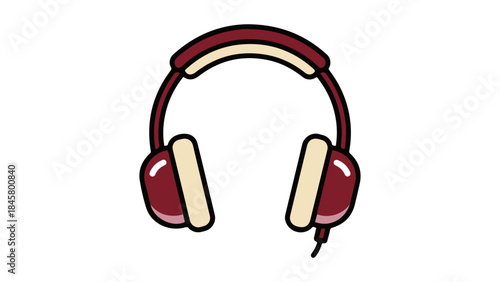 simple brown headphones icon on white background vector illustration