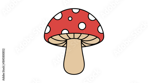 simple red mushroom vector illustration on white background, red mushroom cartoon sign illustration with skin color low side