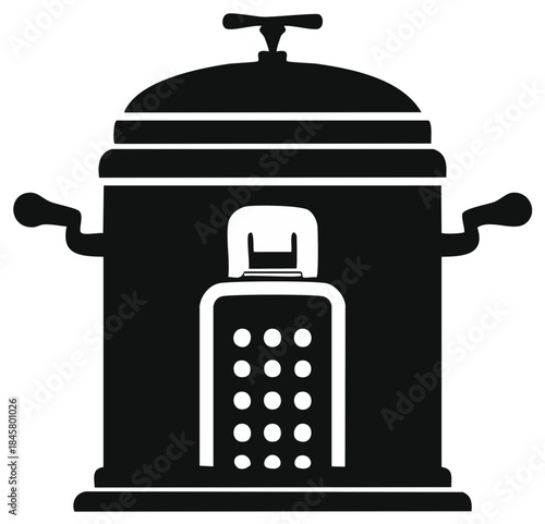 Household Food Press with Grater Silhouette Illustration for Kitchen Appliance