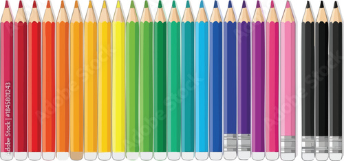 Vibrant Spectrum Array of Colored Pencils for Artistic Expression and Design