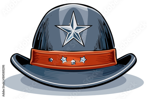 Historic American Civil War Style Kepi Hat with Star Emblems Vector Art