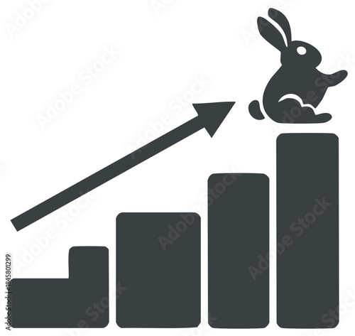 Rabbit Ascending Graph Representing Growth and Success Animal Icon Vector Illustration
