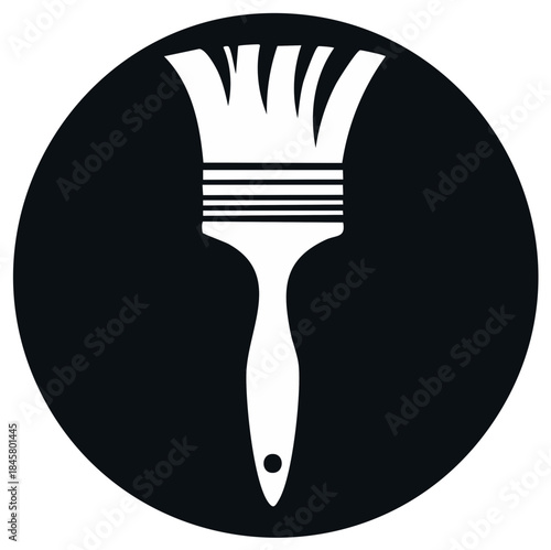 Paint Brush Icon on Black Circle Wall Painting Renovation and Home Improvement