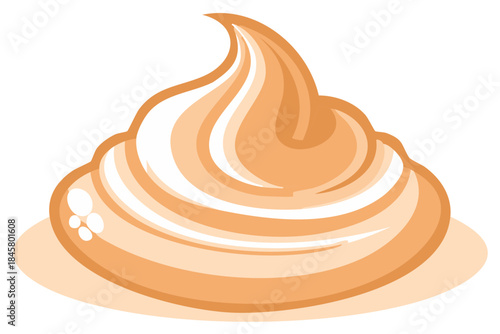 Swirled orange cream frosting dollop with highlights and shadows vector illustration