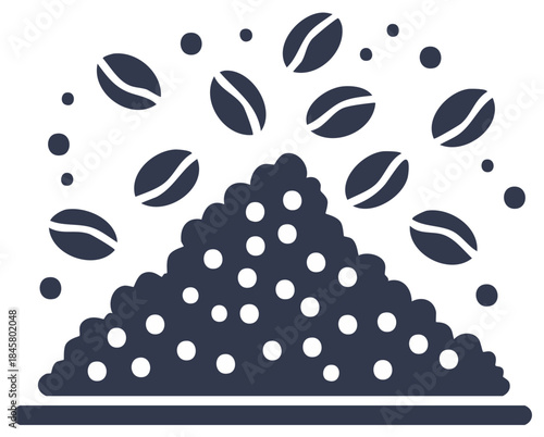 Aromatic Coffee Beans Cascade over Heap in Dark Blue, Inviting Drink Time and Enjoying Coffee Culture