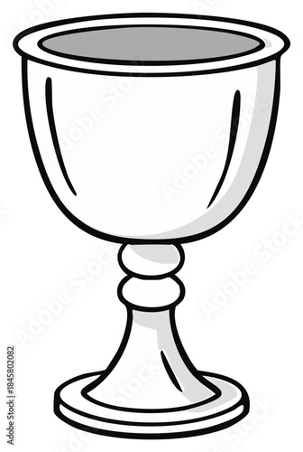 Simple cartoon illustration of a silver chalice or holy grail trophy cup