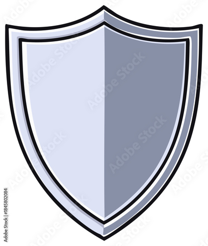 Simple Silver Shield Icon with Shadow, Protection Symbol, Guarding Logo, and Security Concept