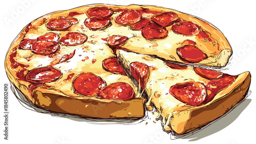 Delicious Pizza with a Missing Slice, Food Photography for Restaurants and Menus