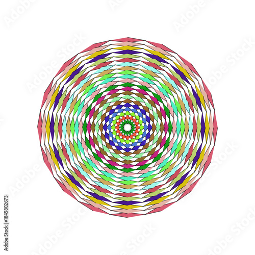Colorful Geometric Spiral Pattern with Repeating Diamond Shapes