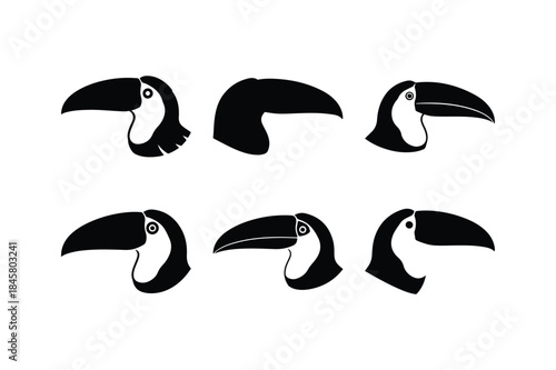 toucan head silhouette vector set