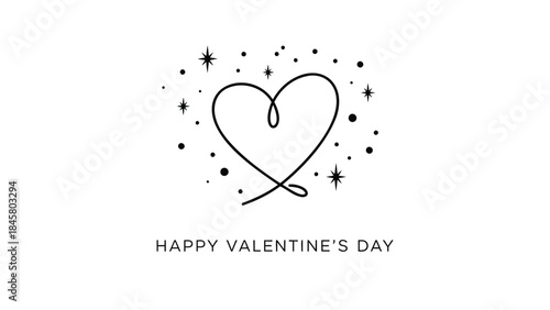 Happy valentine's day celebration with heart and stars on white background for love and romance greeting card