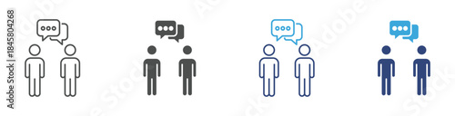 Communication and Conversation Icon Set, Two People Talking with Each Other, People Interaction, Chat Messaging, Customer Support and Feedback Concept, Vector Illustration