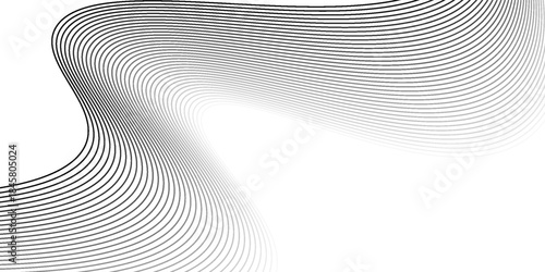 Black wavy line on white background vector seamless pattern abstract. Wave vector texture.