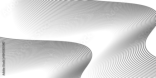 Black wavy line on white background vector seamless pattern abstract. Wave vector texture.