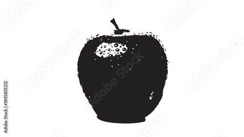 Black Apple Silhouette Grunge Texture Vector Illustration Isolated on White Background