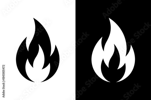 Fireball Flame Silhouette Icon Black White Vector Illustration