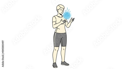 Illustration of a person holding a glowing energy ball in their hands and controlling it