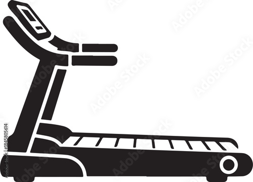 Treadmill Running Machine Silhouette Icon Isolated on White Background