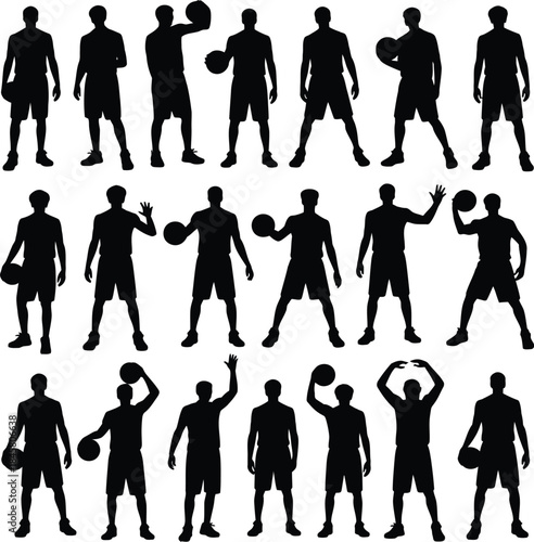 Basketball player silhouettes collection