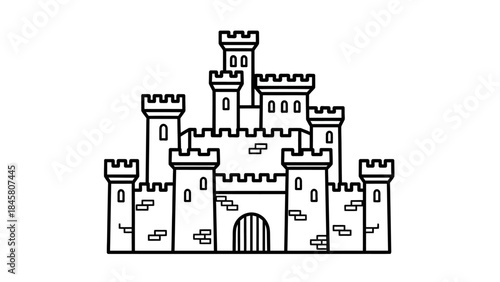 Majestic Castle Outline A Detailed Illustration of a Medieval Fortress