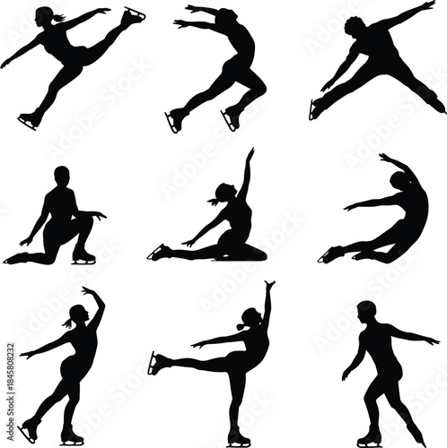 Figure skater silhouettes collection