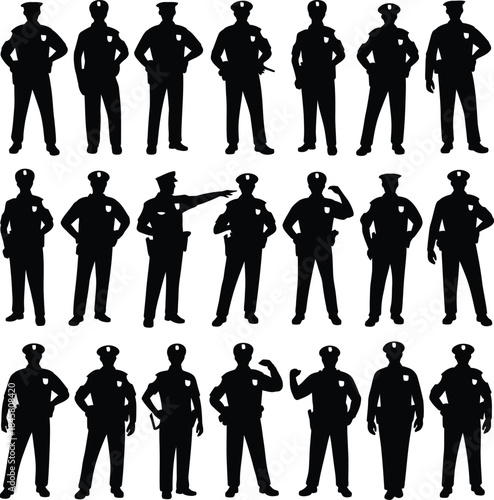 Police officer silhouettes collection