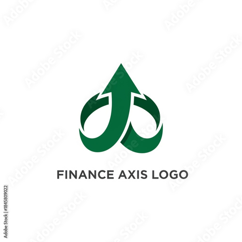 Green abstract upward arrow logo design for finance, growth, and business success on a white background