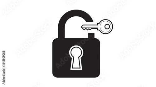 Padlock Key Unlocking Security Access Isolated Vector Icon