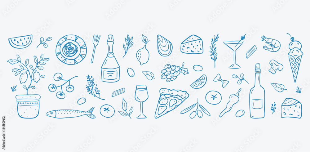Obraz premium Dental and medical icons for healthcare and hygiene conceptual illustration