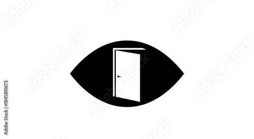 Open door inside of an eye represents vision and opportunity.
