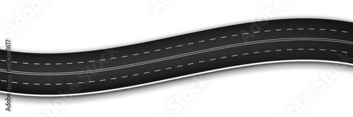 Curve asphalt road path. Highway winding route track. Vector isolated on white.