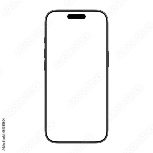 Black smartphone without screen and background. Isolated. Template for mockup. Front view