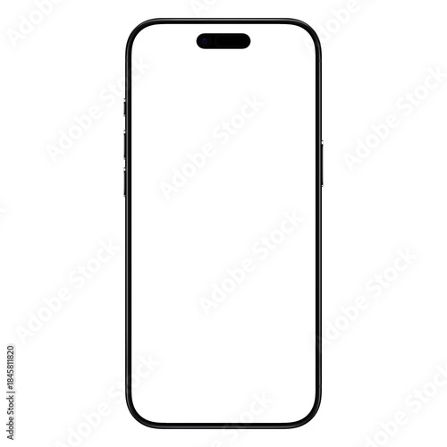 Space black smartphone without screen and background. Isolated. Template for mockup. Front view