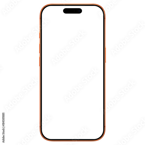 Cosmic orange smartphone without screen and background. Isolated. Template for mockup. Front view