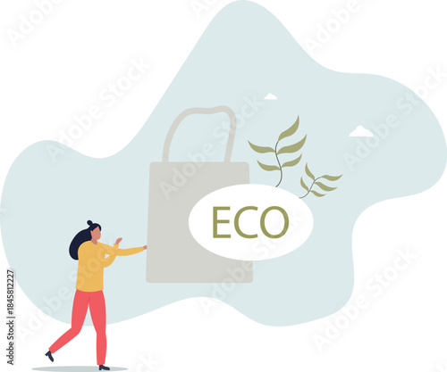 Eco bag as reusable fabric textile handbag for sustainable shopping .life and employment of people.