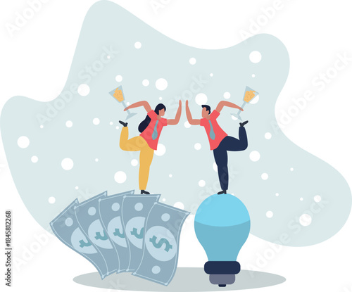 Idea pitching, fund raising and venture capital, selling business or merger agreement concept.life and employment of people.