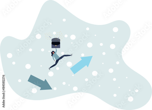Economic and investment improvement or recover from crisis, stock market or crypto uncertainty, change from down turn to rising up concept,life and employment of people.
