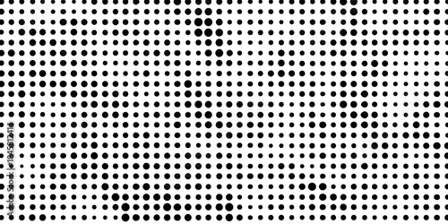 Subtle halftone texture overlay monochrome abstract seamless polka dot horizontal geometric pattern vector background, smooth dots spraying and halftone dot black and white texture overlay grunge art.
