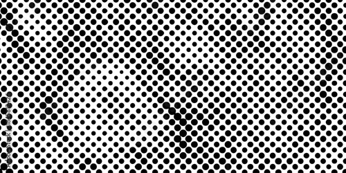 Subtle halftone texture overlay monochrome abstract seamless polka dot horizontal geometric pattern vector background, smooth dots spraying and halftone dot black and white texture overlay grunge art.