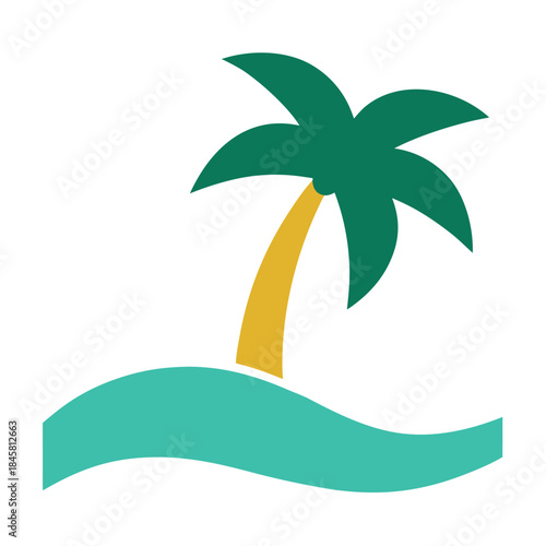Beach seaside palm tree icon vector illustration on white background