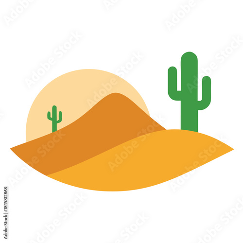 Cactus desert landscape hill icon vector illustration on white background