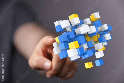 A close-up of a hand pointi...