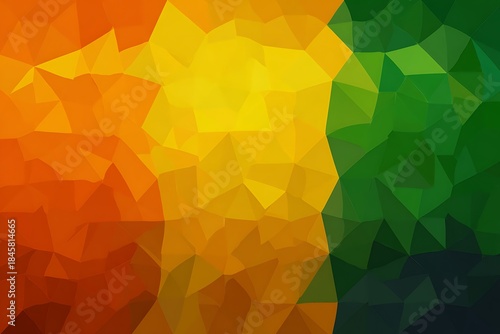 Abstract orange yellow green low poly background