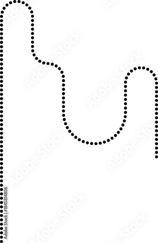 Dotted line traces a long zigzag path with curved transitions.