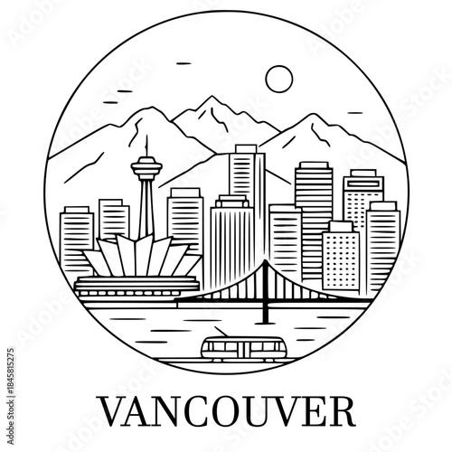 Vancouver skyline with Canada Place, Harbour Centre and modern towers city skyline vector