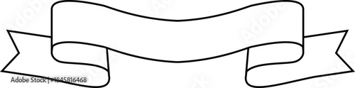 Outline scroll banner PNG. Classic retro ribbon shape featuring an empty center area for titles or decorative accents.