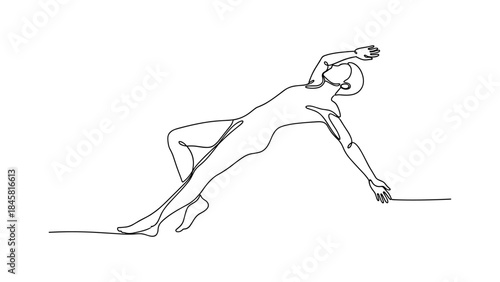 Minimalist one line drawing of a dancing figure